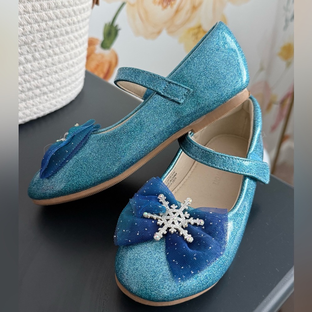 Blue Glitter Kids Shoes with Bow